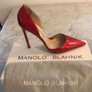 Manolo Blahnik Red Patent Leather Pumps